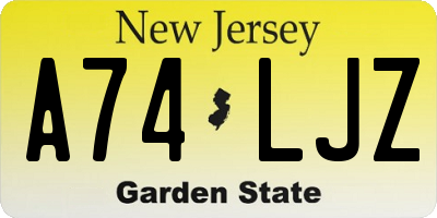 NJ license plate A74LJZ