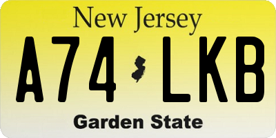 NJ license plate A74LKB