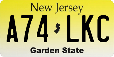 NJ license plate A74LKC