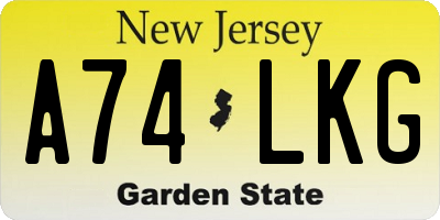 NJ license plate A74LKG