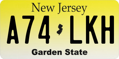 NJ license plate A74LKH