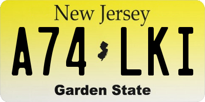 NJ license plate A74LKI