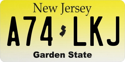 NJ license plate A74LKJ