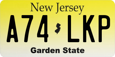 NJ license plate A74LKP