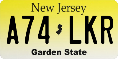 NJ license plate A74LKR