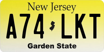 NJ license plate A74LKT