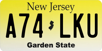 NJ license plate A74LKU