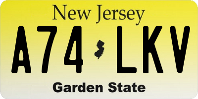 NJ license plate A74LKV