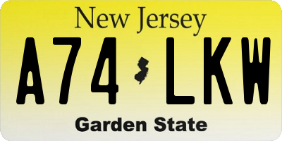 NJ license plate A74LKW