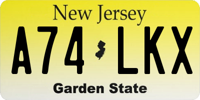 NJ license plate A74LKX
