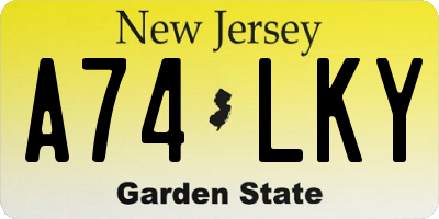 NJ license plate A74LKY