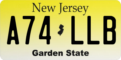 NJ license plate A74LLB