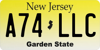 NJ license plate A74LLC