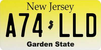 NJ license plate A74LLD