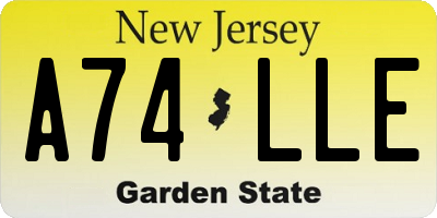 NJ license plate A74LLE