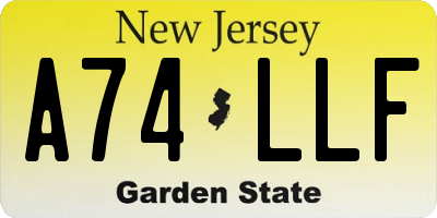 NJ license plate A74LLF