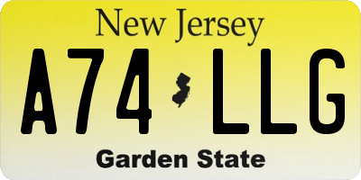 NJ license plate A74LLG