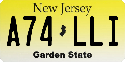 NJ license plate A74LLI