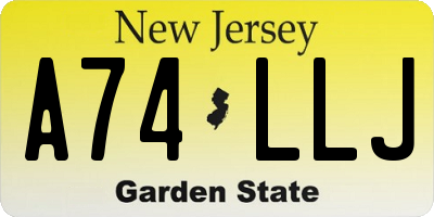 NJ license plate A74LLJ