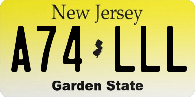 NJ license plate A74LLL