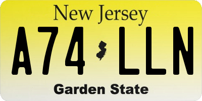 NJ license plate A74LLN