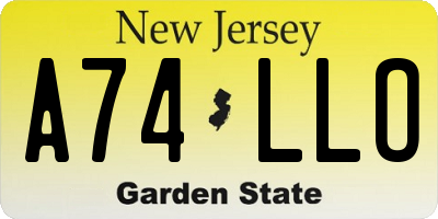 NJ license plate A74LLO