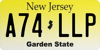 NJ license plate A74LLP