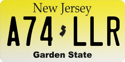 NJ license plate A74LLR