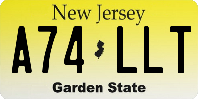 NJ license plate A74LLT