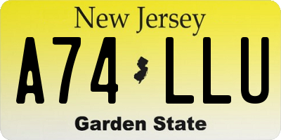 NJ license plate A74LLU
