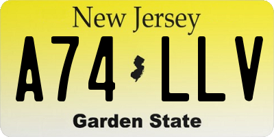 NJ license plate A74LLV