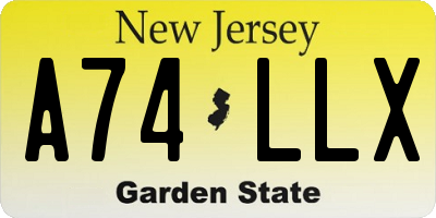 NJ license plate A74LLX
