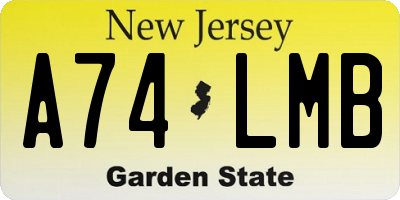 NJ license plate A74LMB