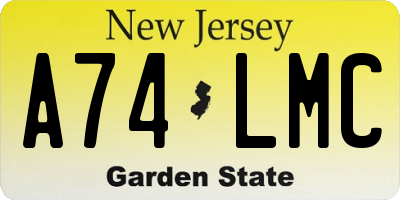 NJ license plate A74LMC