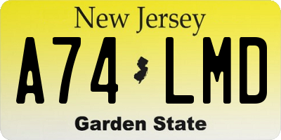 NJ license plate A74LMD