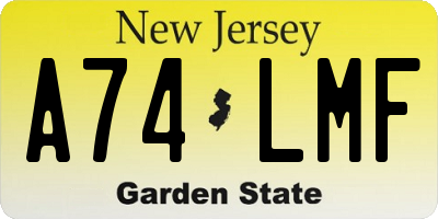 NJ license plate A74LMF