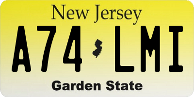 NJ license plate A74LMI