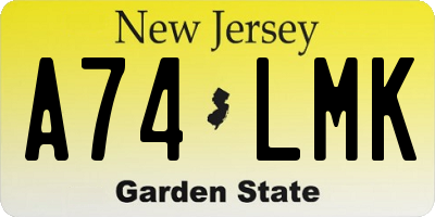 NJ license plate A74LMK