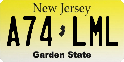 NJ license plate A74LML