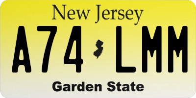 NJ license plate A74LMM