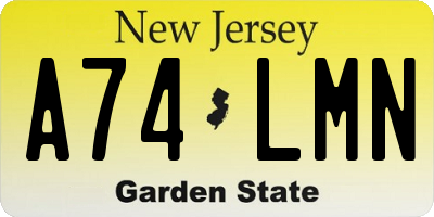 NJ license plate A74LMN