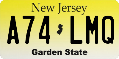 NJ license plate A74LMQ