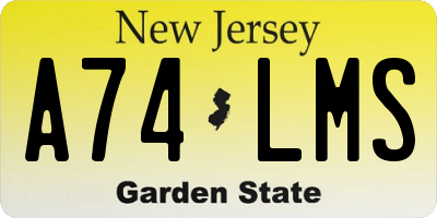 NJ license plate A74LMS