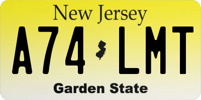 NJ license plate A74LMT
