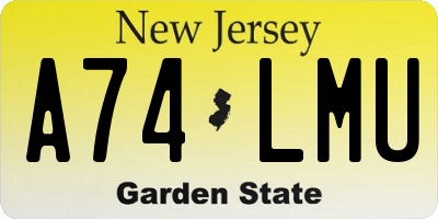 NJ license plate A74LMU