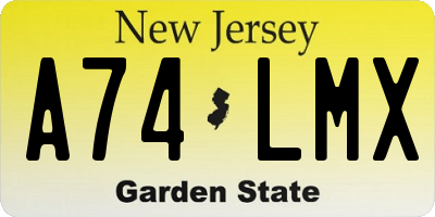 NJ license plate A74LMX