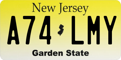 NJ license plate A74LMY