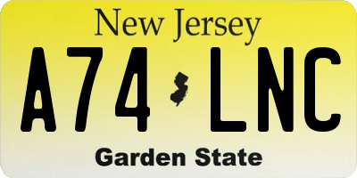 NJ license plate A74LNC