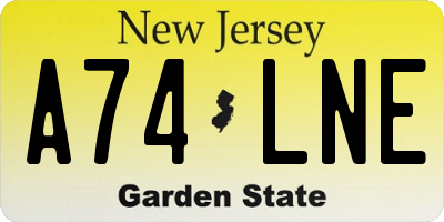 NJ license plate A74LNE