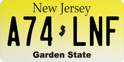 NJ license plate A74LNF